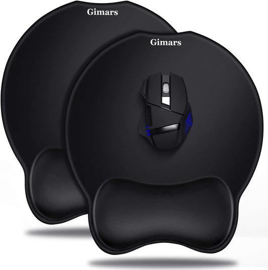 Mouse Pad Wrist Support [2 Pack], Upgrade Smooth Superfine Fibre Memory round Foam Ergonomic Mousepad with Nonslip Base for Laptop, Computer, Gaming, Office